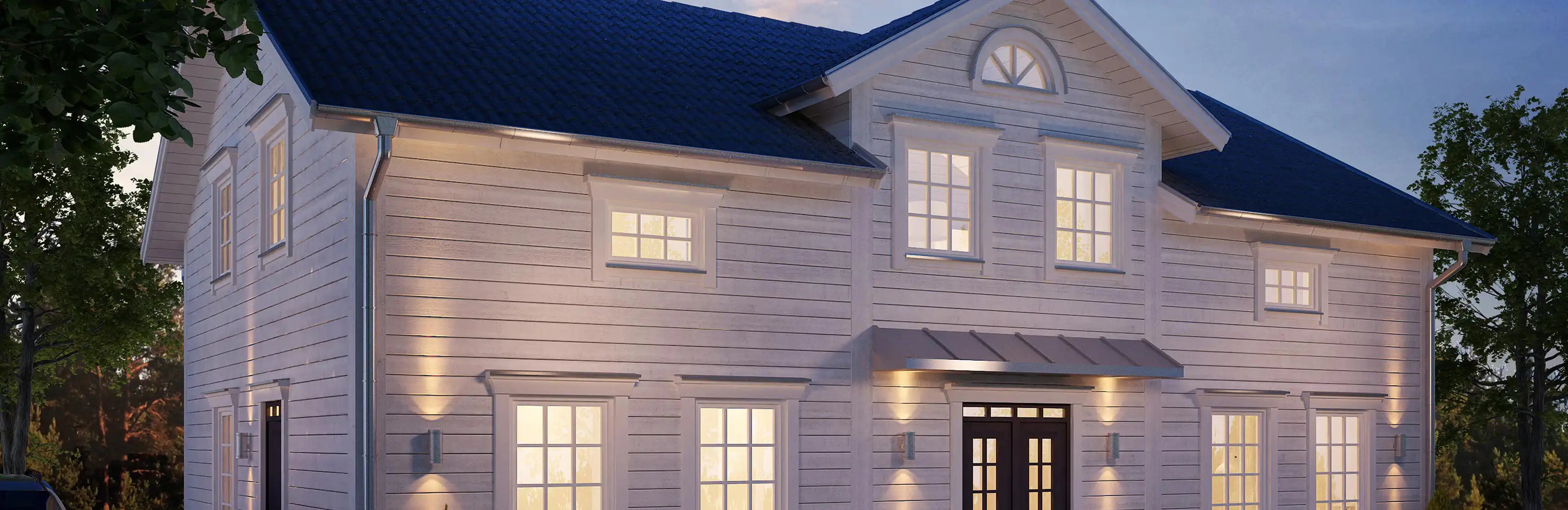 Lyckebo är ett 2-planshus från Mjöbäcksvillan. Ett klassiskt. lantligt och elegant hus med en välkomnande entré.